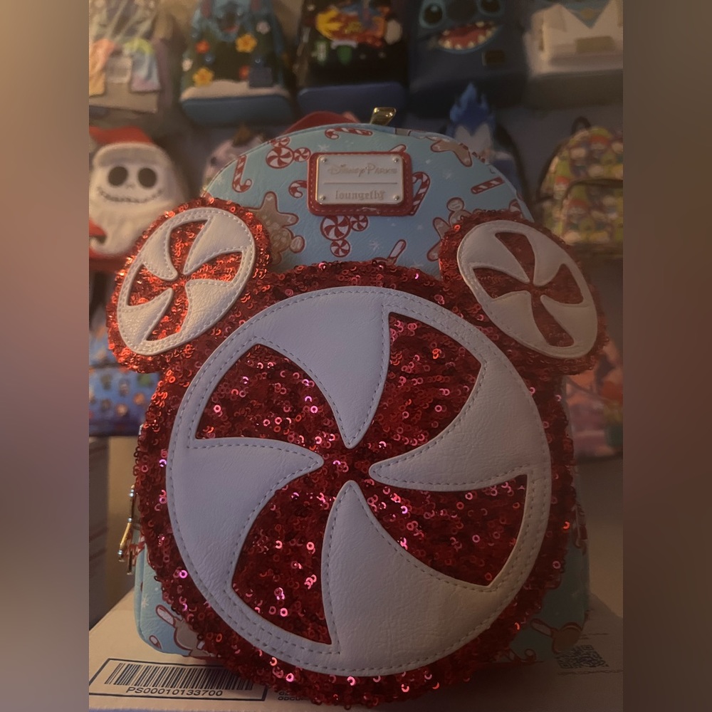 Disney Parks Peppermint Holiday Christmas Loungefly Mini Backpack NWT